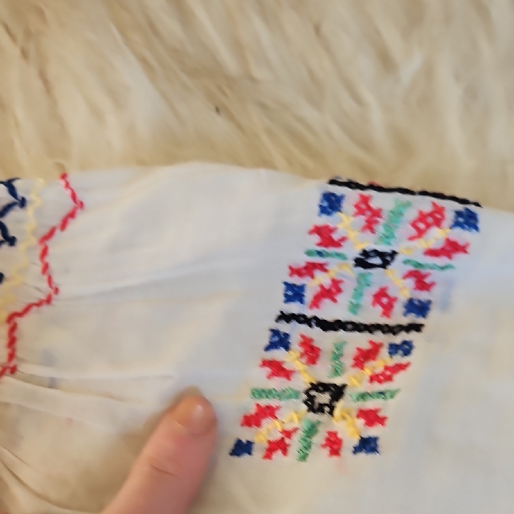Vintage Hungarian Hand Embroidered Peasant Blouse - image 8